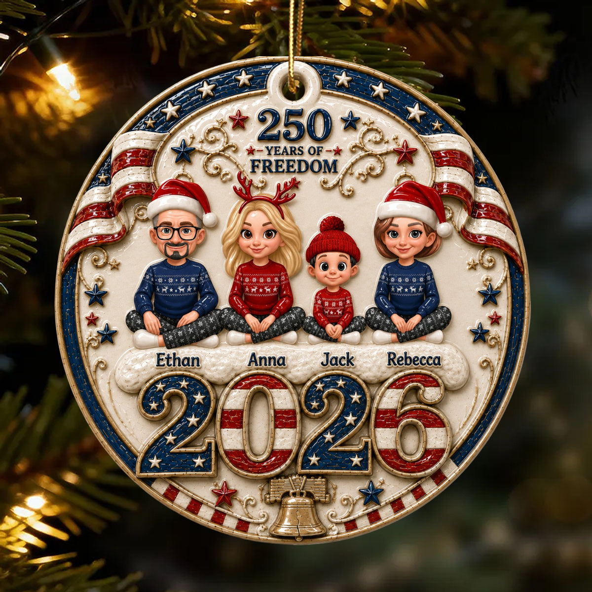 Love Grows Best Together 250 Years Of Freedom - Family Ornament - Real 3D Raised Ornament
