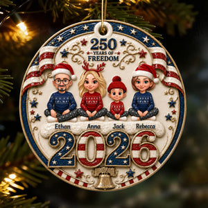 Love Grows Best Together 250 Years Of Freedom - Family Ornament - Real 3D Raised Ornament