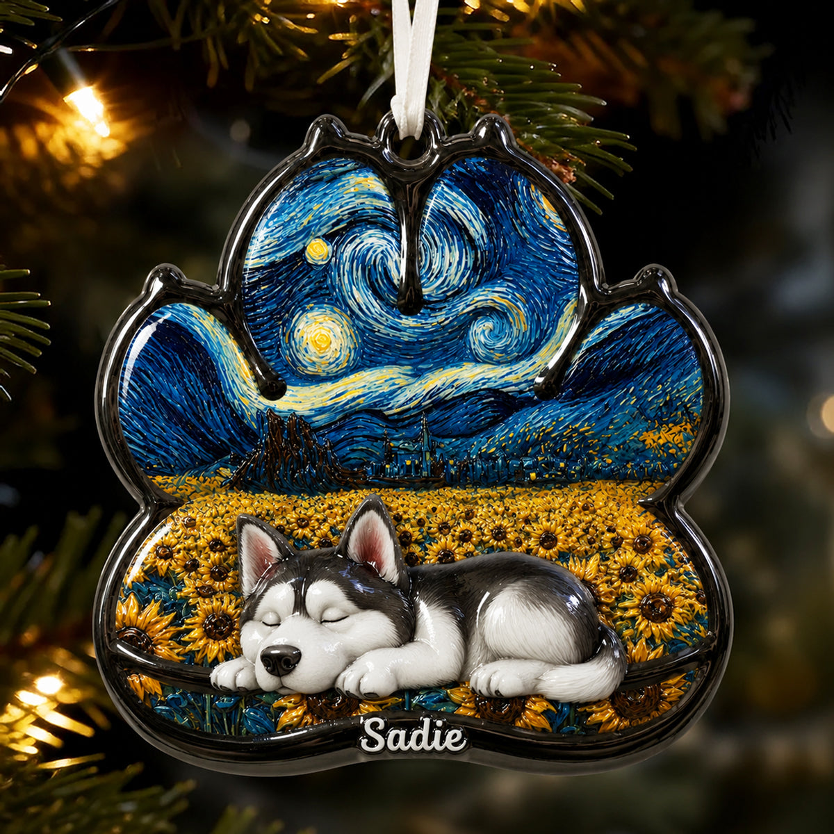 Dog Lovers Custom Sleeping Dog  - Real 3D Raised Ornament