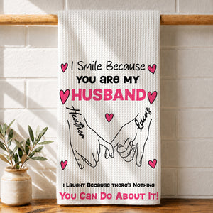 I Laugh Because There's Nothing You Can Do About It! - Personalized Name Waffle Weave Kitchen Towel, Housewarming Gift