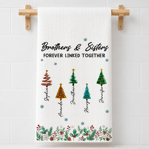 Season Love Siblings - Personalized Name Waffle Weave Kitchen Towel, Housewarming Gift