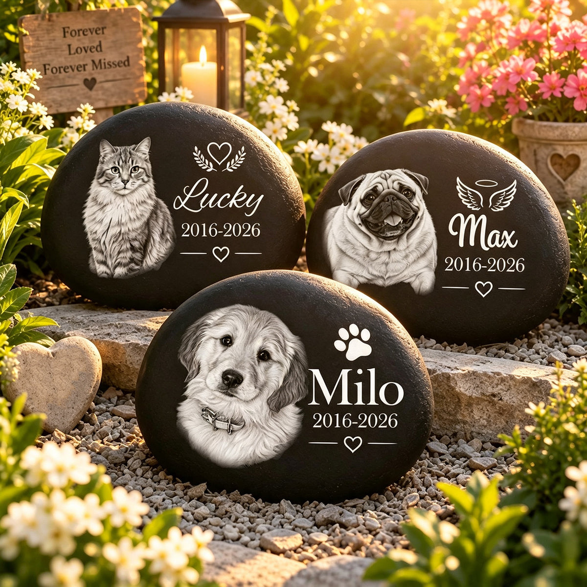 In Loving Memory Upload Photo Pencil Sketch - Personalized Memorial Stone