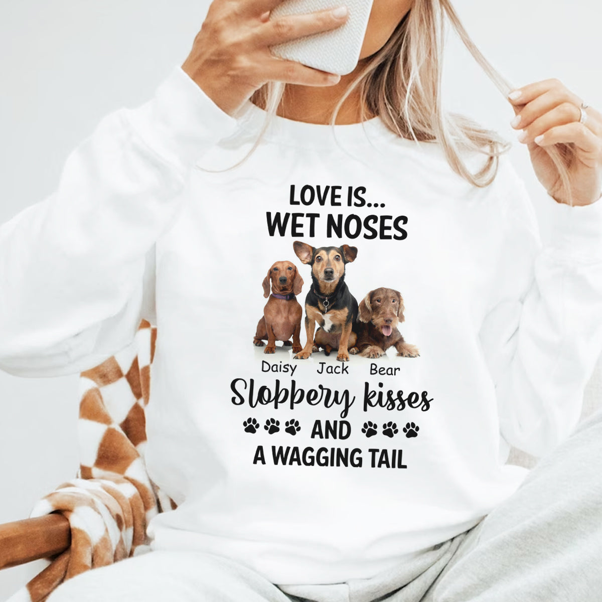 Love Is Wet Noses, Slobbery Kisses, And A Wagging Tail - Personalized Custom Dog Photo Shirt banner1_fe11489a-4bae-49db-8c3b-76985e6f0ac4.jpg?v=1712821759