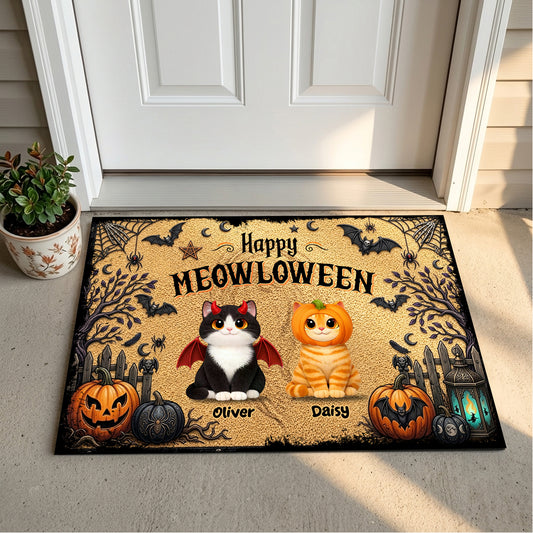 Spooky Halloween Beware of Little Cats Meownsters - Personalized Doormat - Halloween Gift For Cat Lovers, Halloween Decor