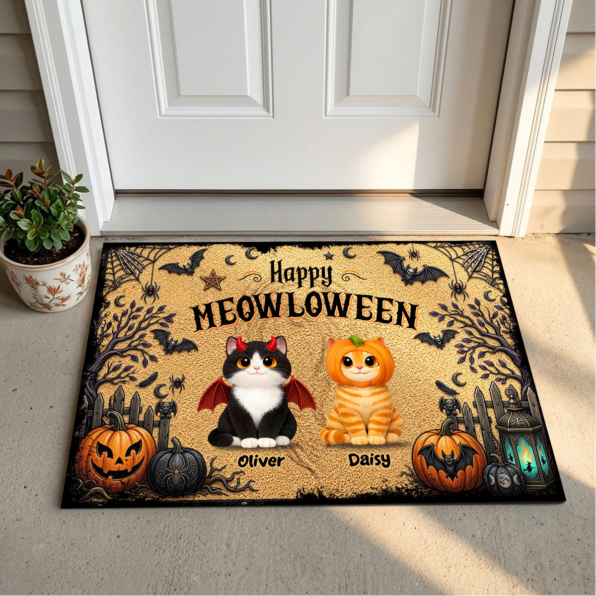 Spooky Halloween Beware of Little Cats Meownsters - Personalized Doormat - Halloween Gift For Cat Lovers, Halloween Decor