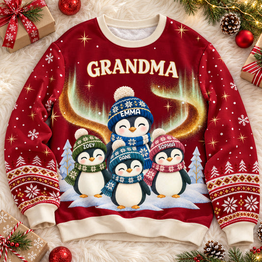 Best Nana Penguin Ever - Personalized All-Over-Print Sweatshirt - Christmas Gift For Grandma