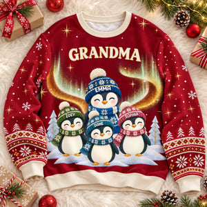 Best Nana Penguin Ever - Personalized All-Over-Print Sweatshirt - Christmas Gift For Grandma