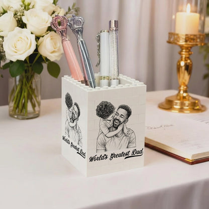 Custom Photo Pencil Sketch - Block Pen Organizer