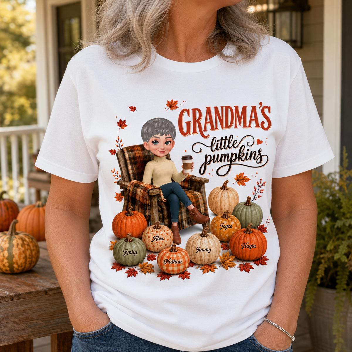 Grandma's Little Pumpkins - Personalized Shirt - Fall Tee for Grandma