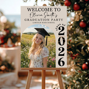 Class of 2026 Graduation Party Welcome Sign, Photo Graduation Welcome Poster, Modern Minimalist Graduation Welcome