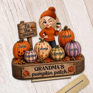 Tis The Season Nana's Pumpkin Patch - Personalized Wooden Plaque - Halloween Fall Decor for Her