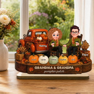 Fall Season Pumpkin Truck Grandma Grandpa Pumpkin Patch - Personalized Wooden Plaque - Fall Decor For Grandparents