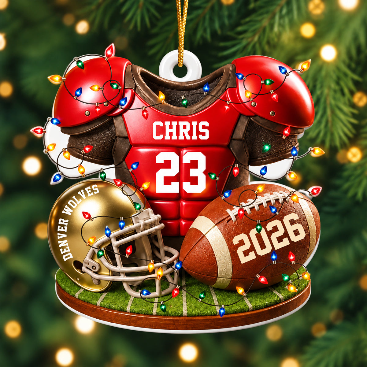 Personalized Football Ornament 2026, Custom Jersey & Helmet Keepsake