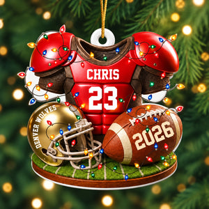 Personalized Football Ornament 2026, Custom Jersey & Helmet Keepsake