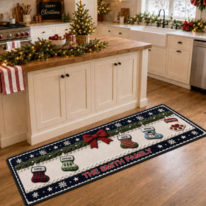 Family Christmas Together Runner Rug, Personalized Holiday Kitchen Mat, Home Xmas Gift