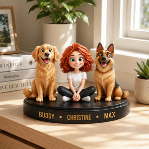 A Girl And Her Dogs - Personalized 3D Figurine - Gift For Dog Lovers