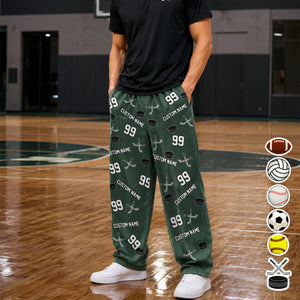 Sports Pattern Baseball Volleyball Basketball - Personalized Sweatpants