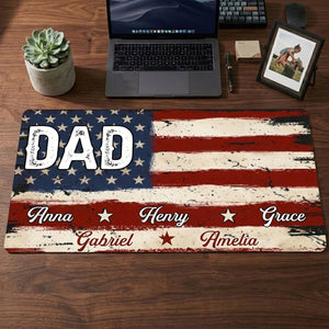 Proud Dad - Gift For Father - Personalized Leather Desk Mat