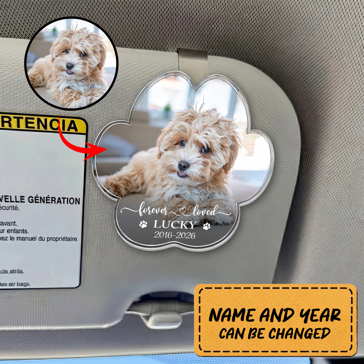 Custom Photo Forever In My Heart - Personalized Custom Shaped Acrylic Car Visor Clip