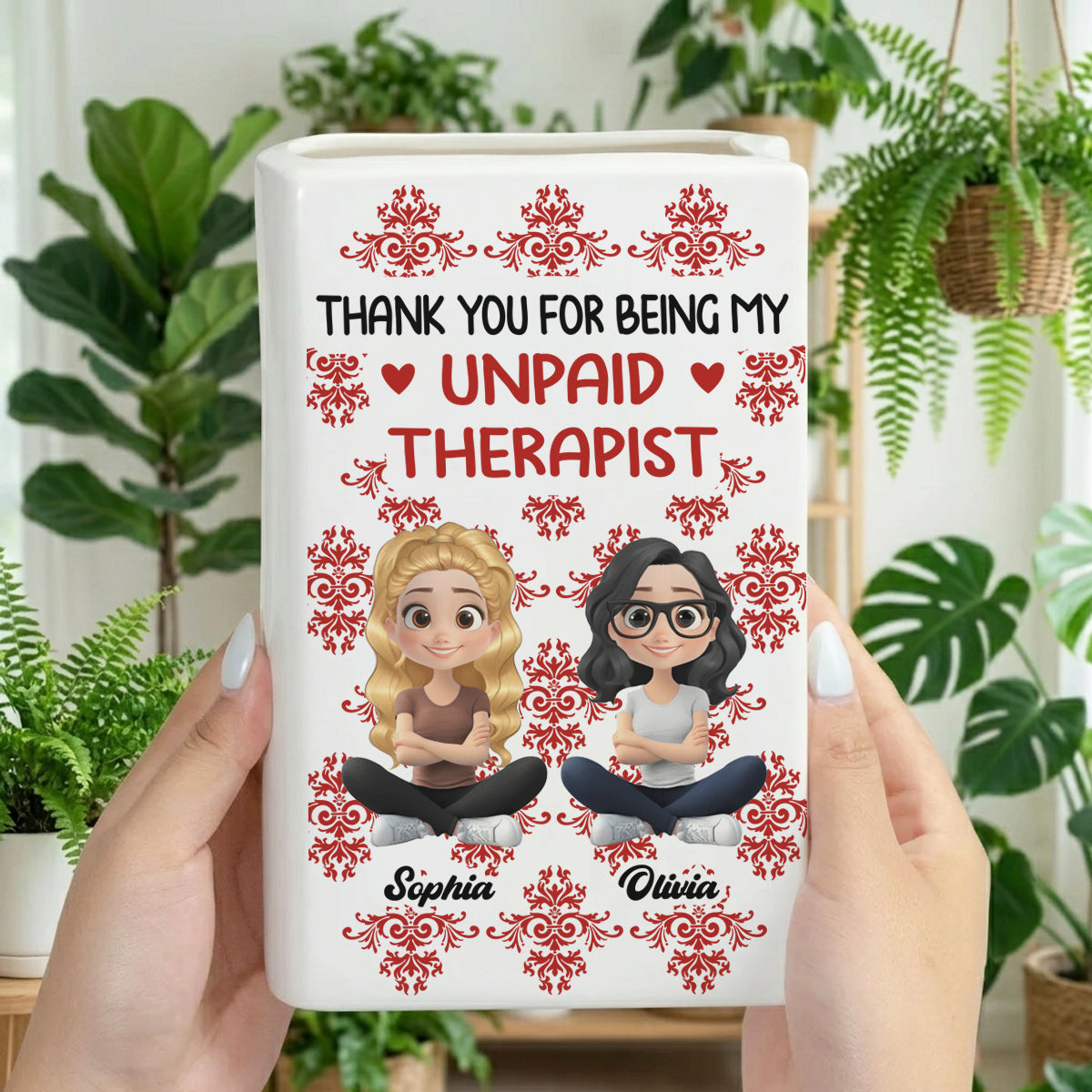 My Favorite Human Is Bestie - Personalized Ceramic Book Vase