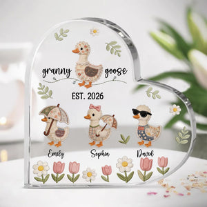 Personalized Mom Duck Heart Shape Plaque With Kids Names, Custom Mama Goose Family Shirt, Mama Goose , Mother Goose Mom Gift