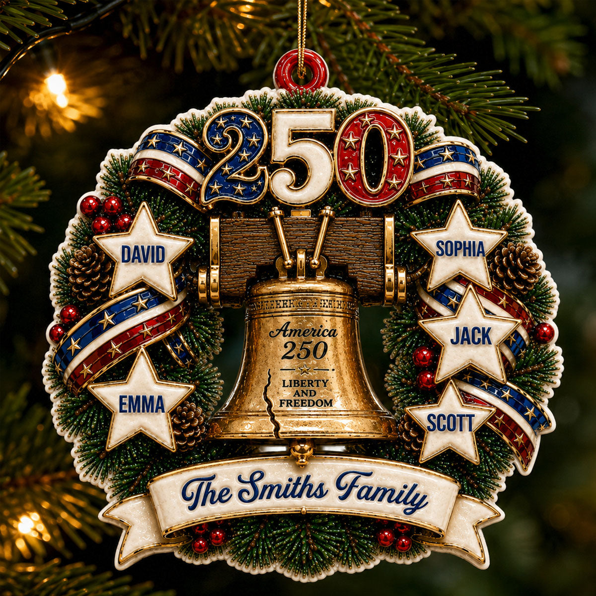 Guided By Love And Liberty 250 Years Of Freedom Ornament - Real 3D Raised Ornament