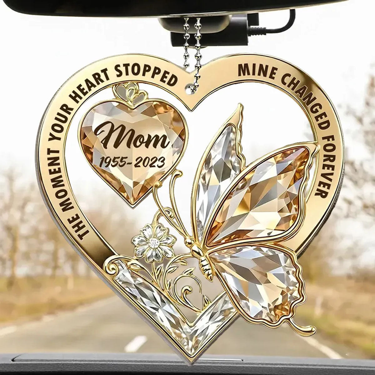 The Moment Your Heart Stopped Mine Changed Forever - Personalized Car Ornament