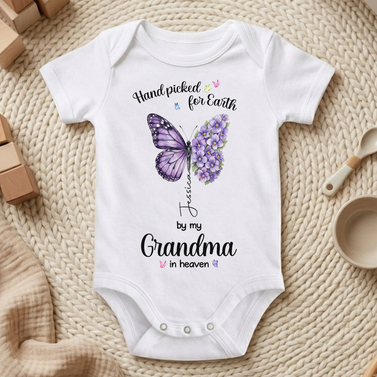 Hand Picked For Earth, Personalized Baby Onesie, Gift For Family