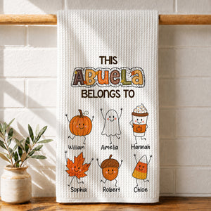 Fall Season This Grandma Belongs To - Personalized Name Waffle Weave Kitchen Towel, Housewarming Gift