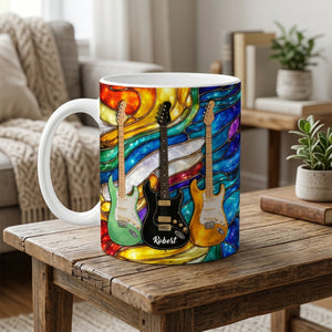 Custom Electric Guitar Mug Personalized Musician Gift Coffee Cup