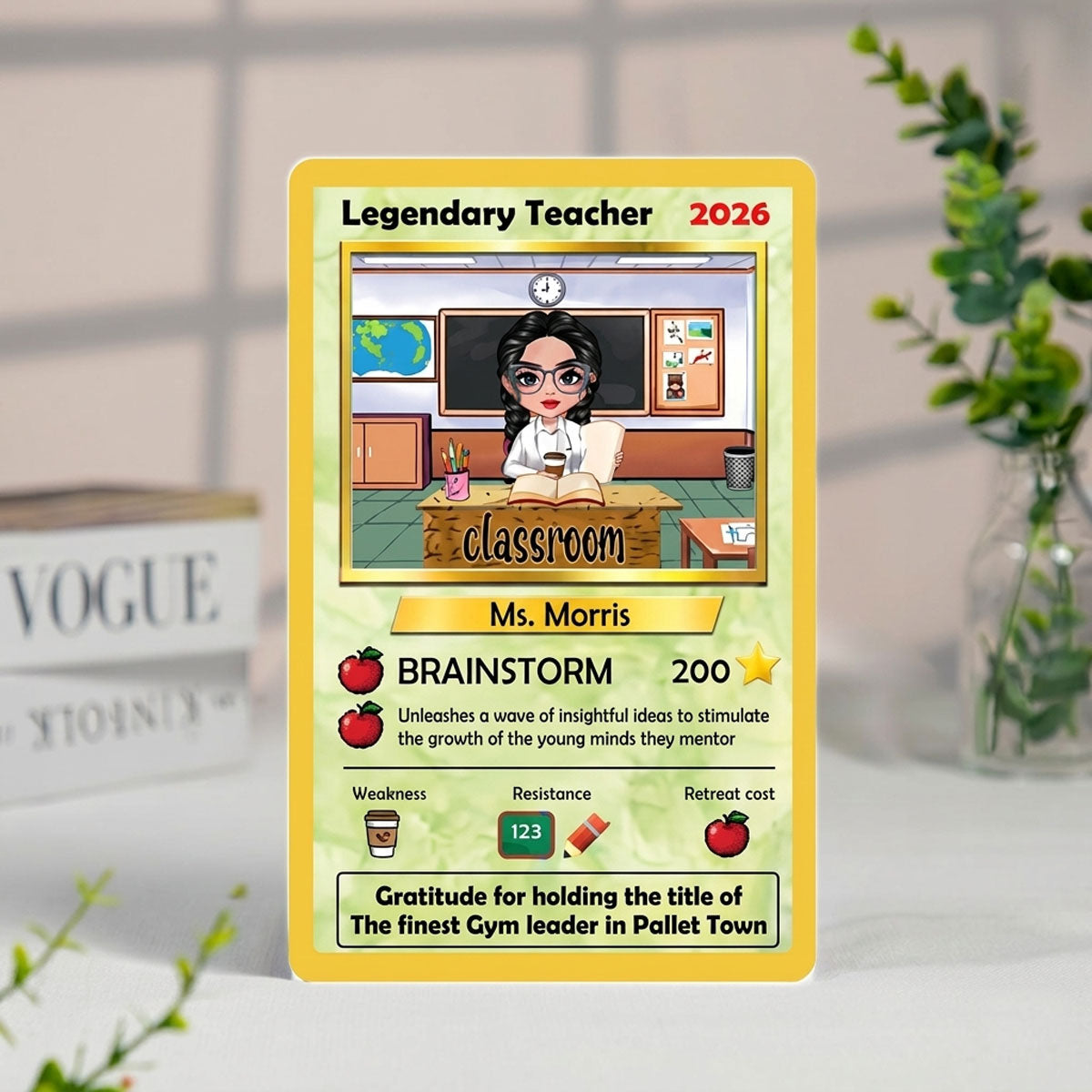 Personalized Poke Teacher Card, Custom PKM Teacher Card, Teacher Appreciation Gift, Customize Anime Acrylic Hologram Card for Teacher