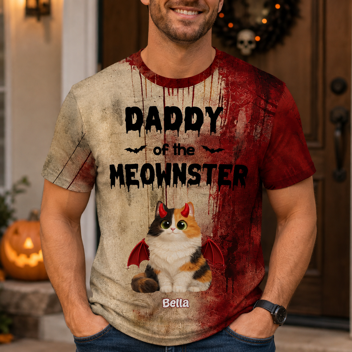 Mommy Daddy Of The Meownsters Cats - Personalized 3D Shirt - Halloween Gift For Cat Lovers