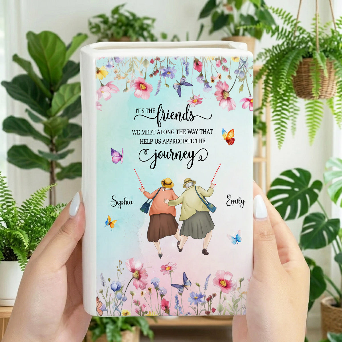 Every Chapter Better With Friends - Ceramic Book Flower Vase