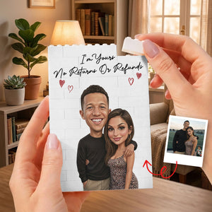 Custom Photo Caricature I'm Yours No Returns Or Refunds - Personalized Building Brick Blocks