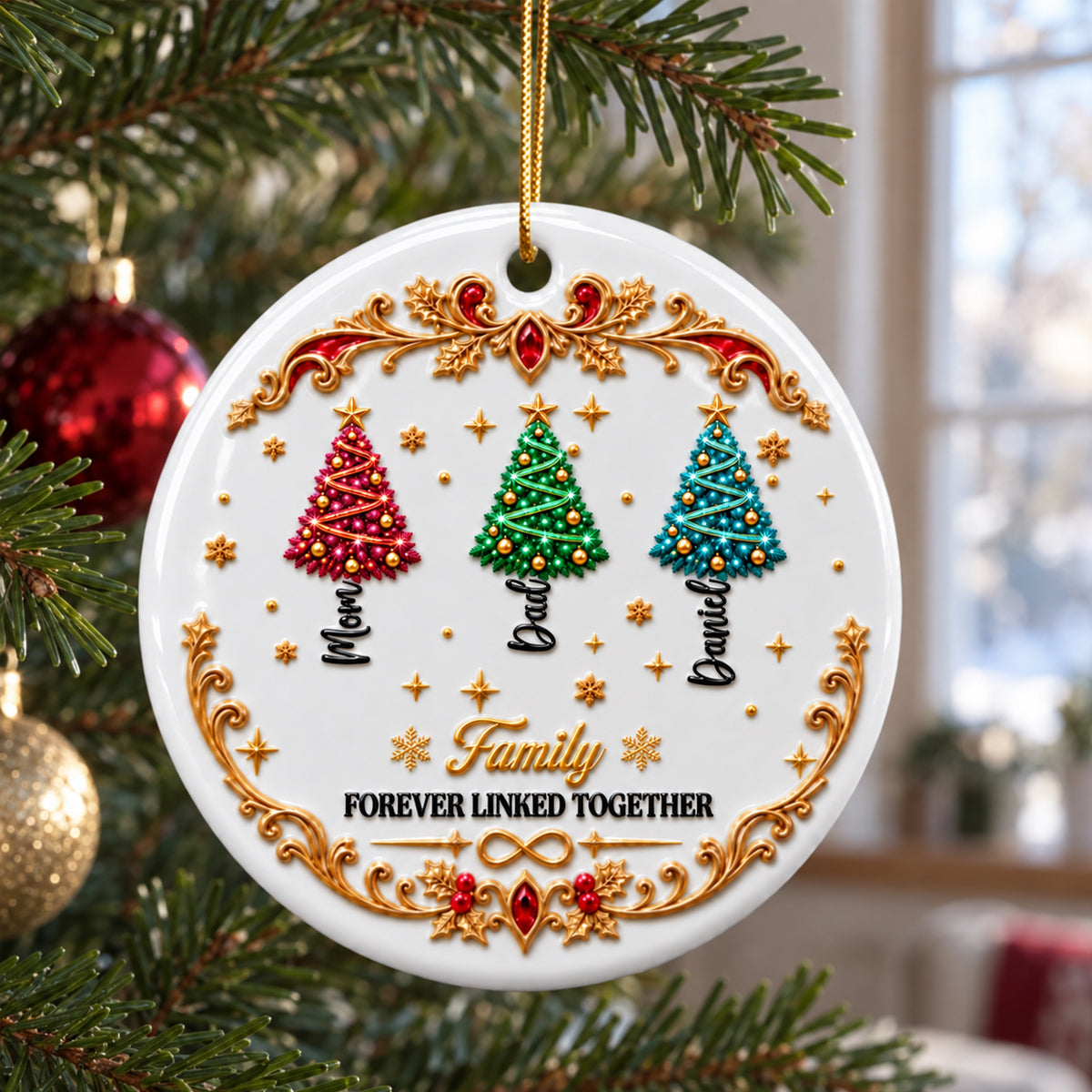Family Names Christmas Tree - Real 3D Raised Ornament