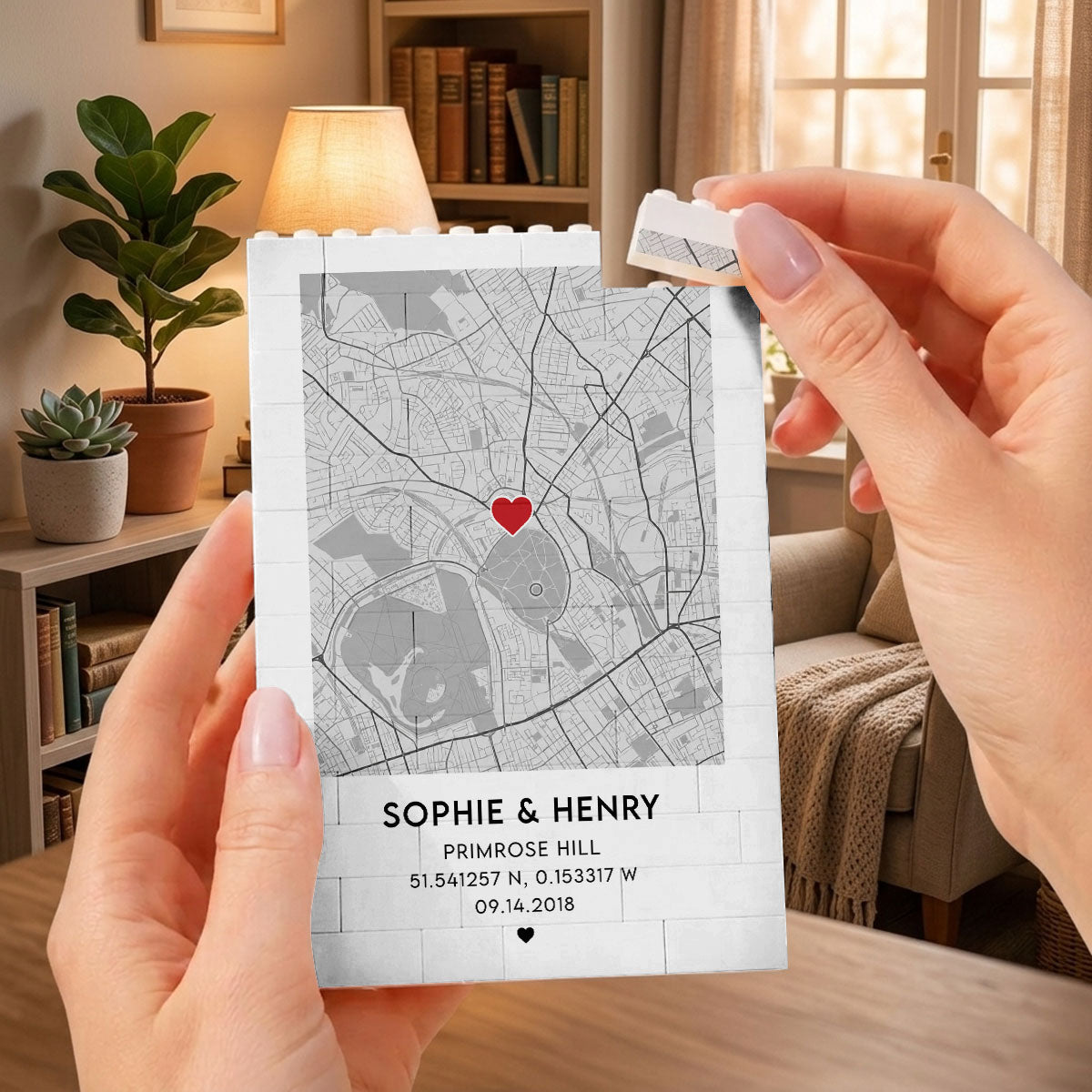 Personalized Building Block Map Custom Location Brick Art Gift
