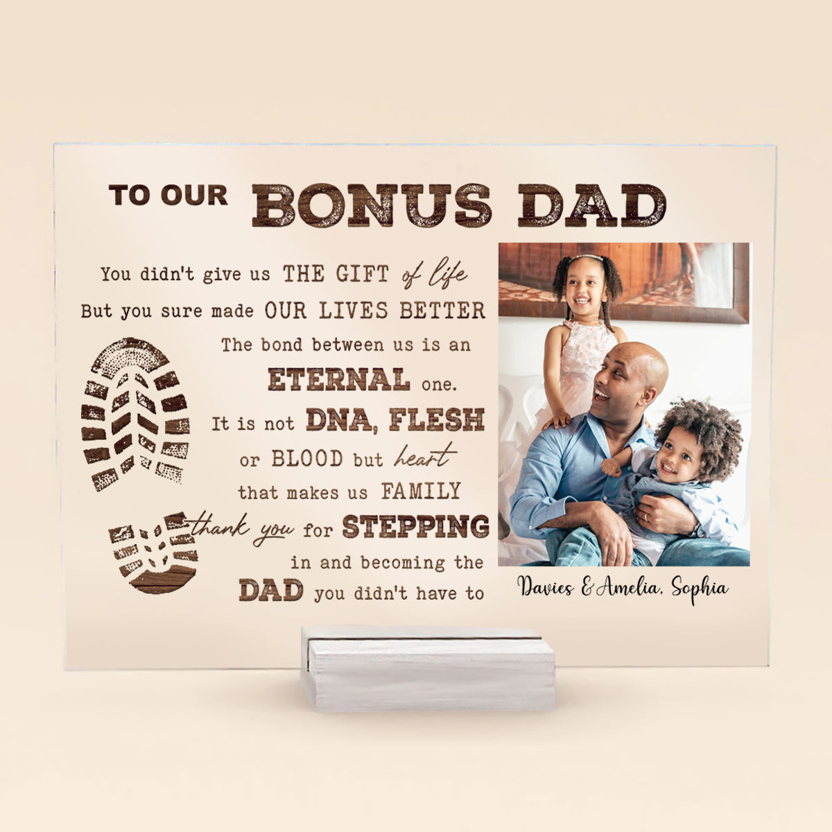 To my bonus dad - Personalized Acrylic Plaque - Gift For Step Dad, Bonus Dad