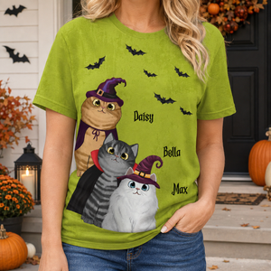 Peeking Halloween Cats Spooky Vibe - Personalized 3D Shirt - Halloween Gift For Cat Owners