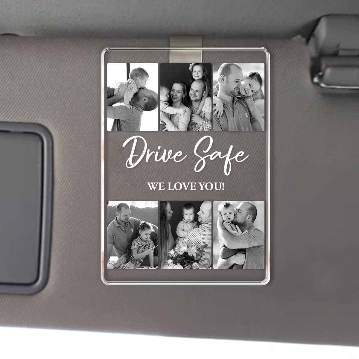 Custom Photo Collage Car Visor Clip, Custom Unique Gift For Dad, Father's Day Photo Sun Visor, Drive Safe Daddy, Car Decor, Husband Gift