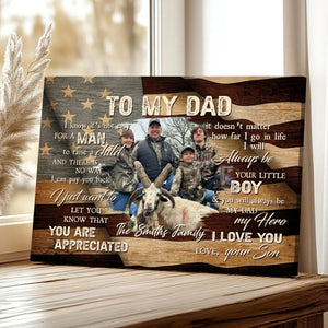 To My Dad Hunting Personalized Photo Canvas Hunting Father s Day Gift from Son Dad And Son Hunting Gifts Hunting Dad Birthday Gift