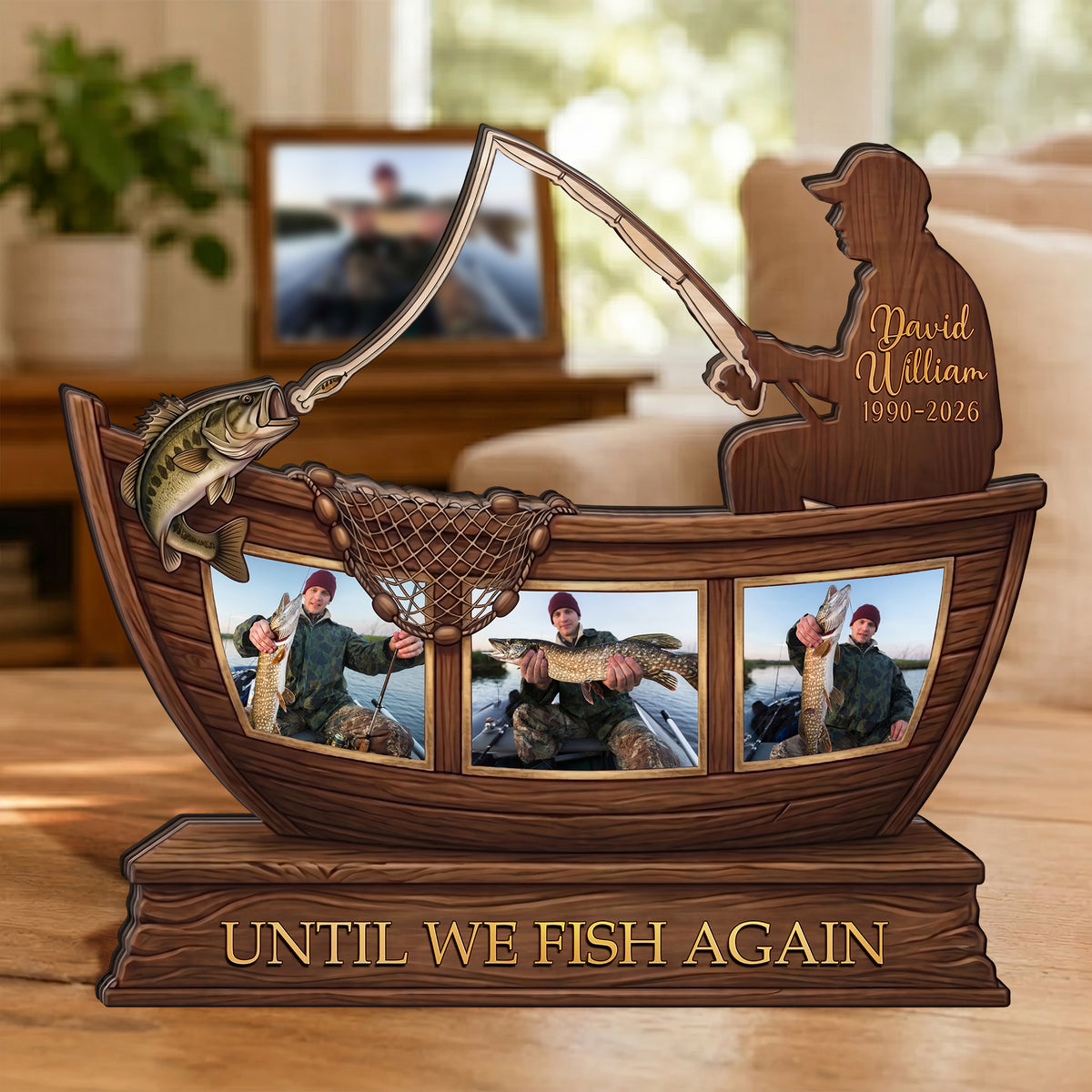 Until We Fish Again - Fishing Memorial Gift Custom Photo Wooden Plaque