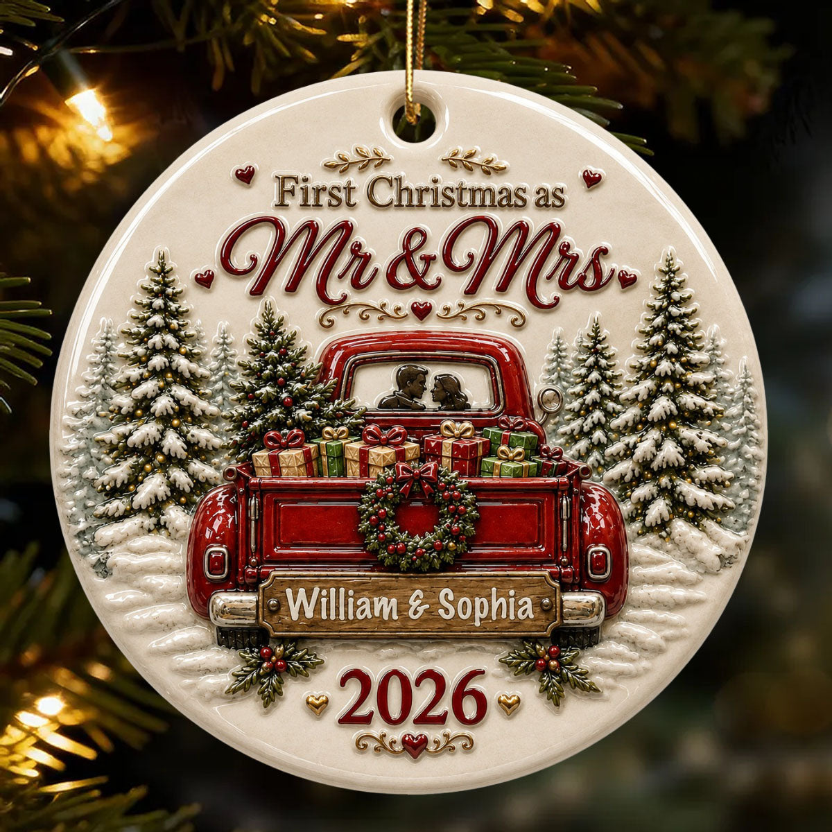 Custom First Christmas Forever Together Ornament  - Real 3D Raised Ornament