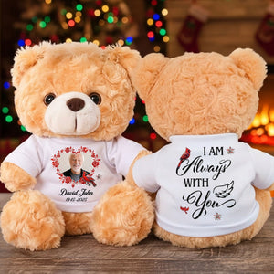 Heaven Is A Beautiful Place - Custom Name and Photo - Personalized Memorial Bear Plush