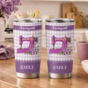 Personalized Sewing Machine 20oz Tumbler - Birth Month Flower Gifts
