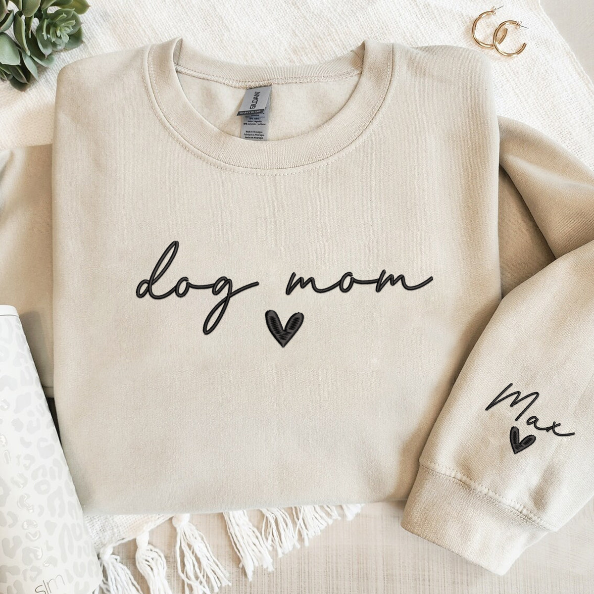 Dog Mom Embroidery Sweatshirts, Custom Dog Mom Shirt