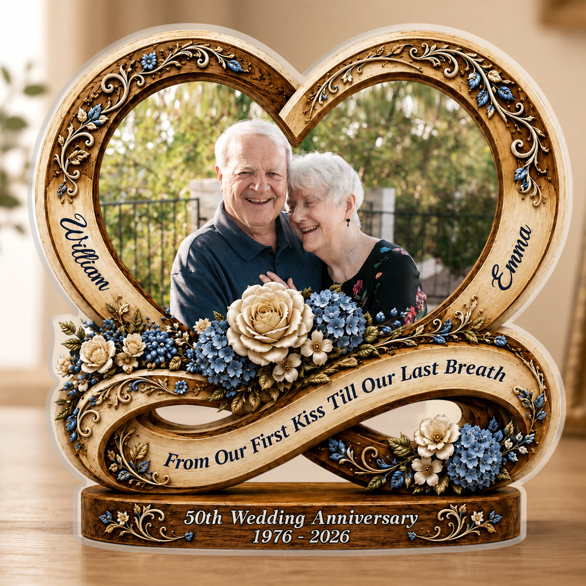 From Our First Kiss Photo Custom Shaped Acrylic Block- Personalized Wedding Gifts for Couples