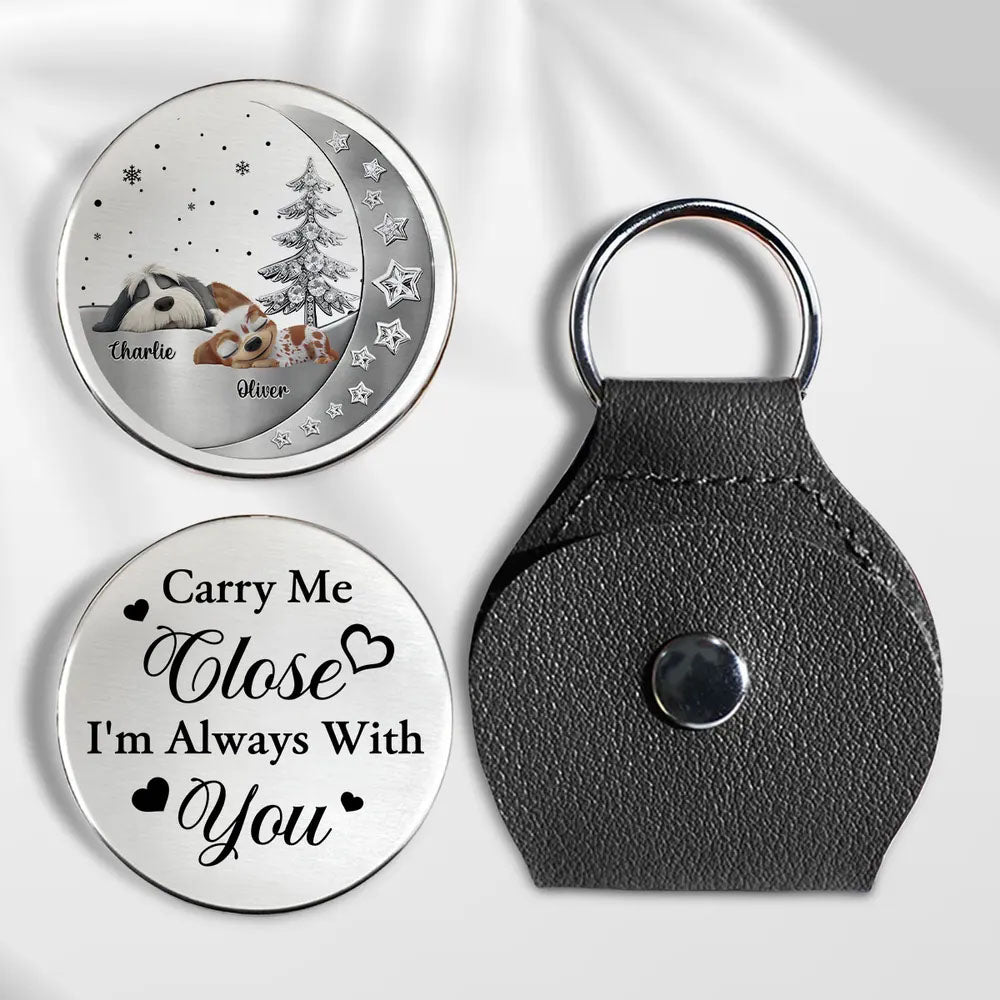 Always With You Personalized 3D Effect Pocket Hug, Dog Memorial Keychain, Custom Pet Loss Gift With Name, Pet Remembrance Gift For Dog Lover, Dog Mom