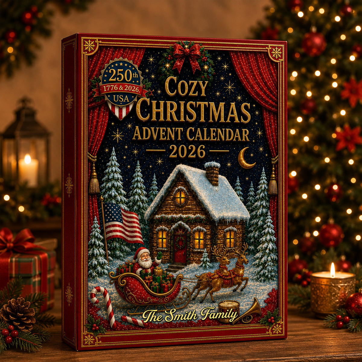 Our Family Christmas Advent Calendar - 24 Day Spirits Countdown, Acrylic Charms Blind Box - Gift For Family
