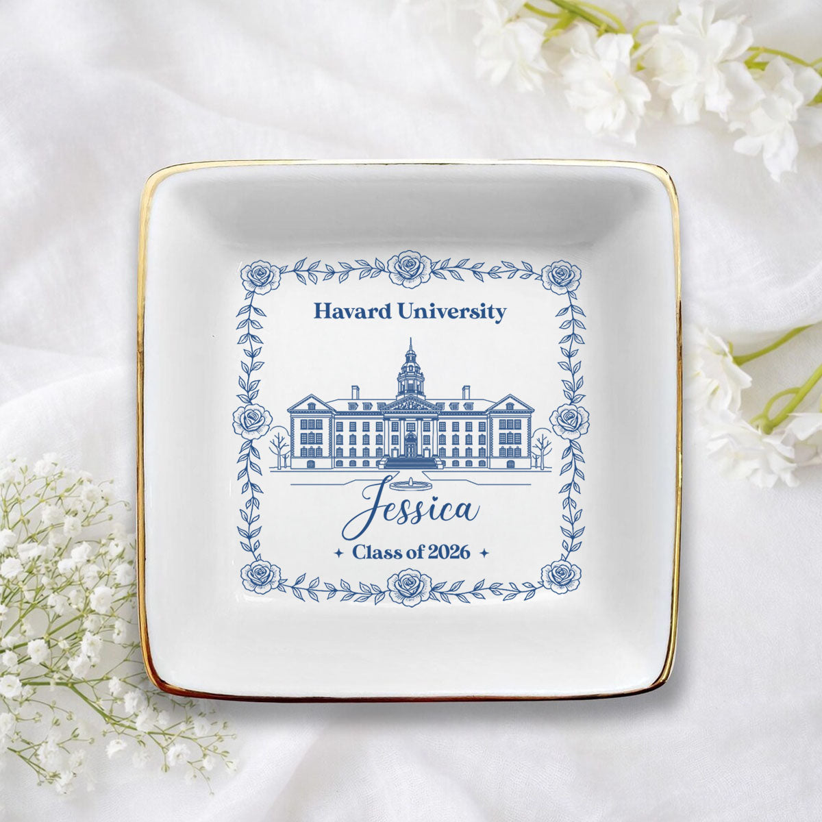 Personalized University College Jewery Plate, Graduation Ring Dish, Class of 2026 Graduation Gift for Daughter, Logo Ring Dish