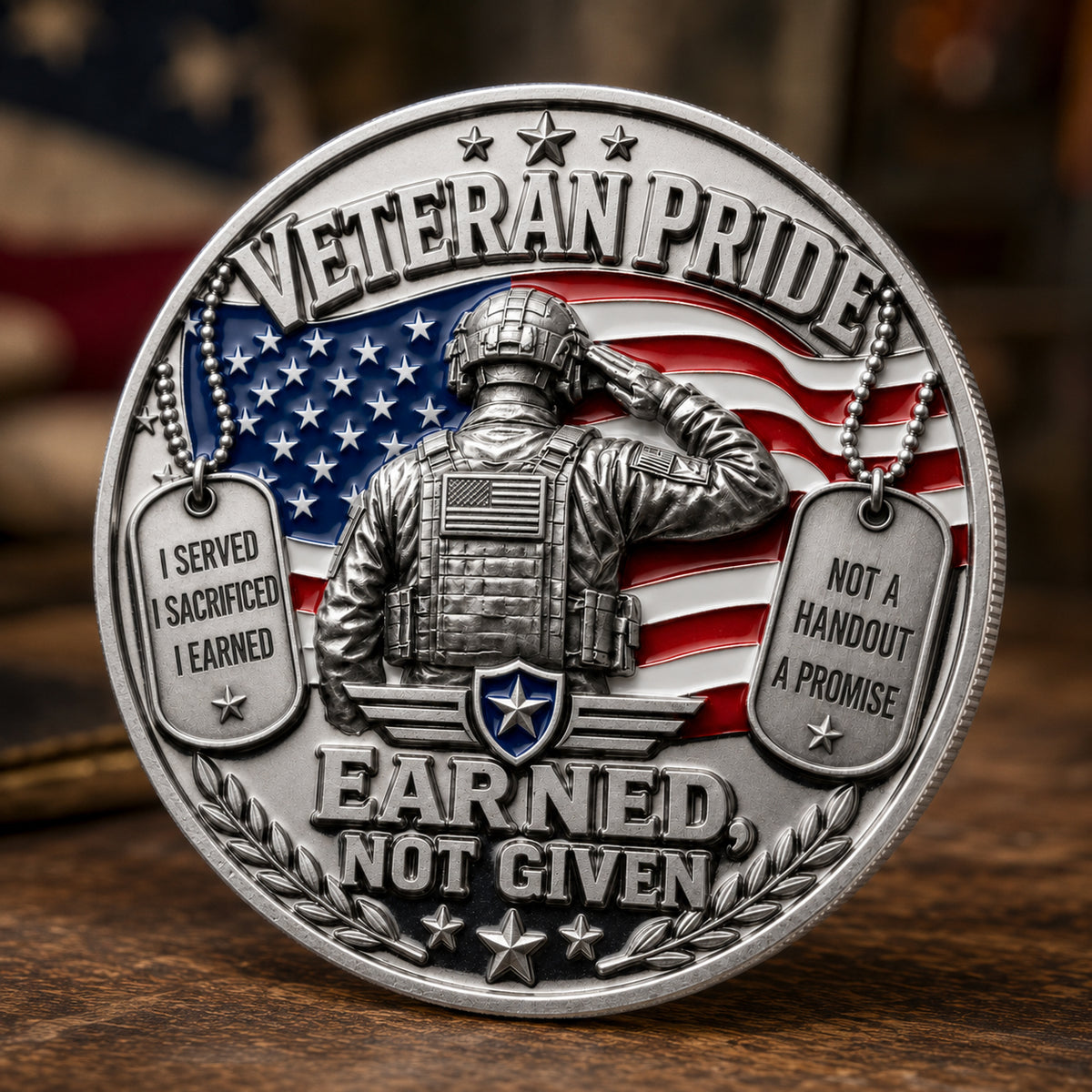 Veteran Pride - 3D Relief Metal Coin